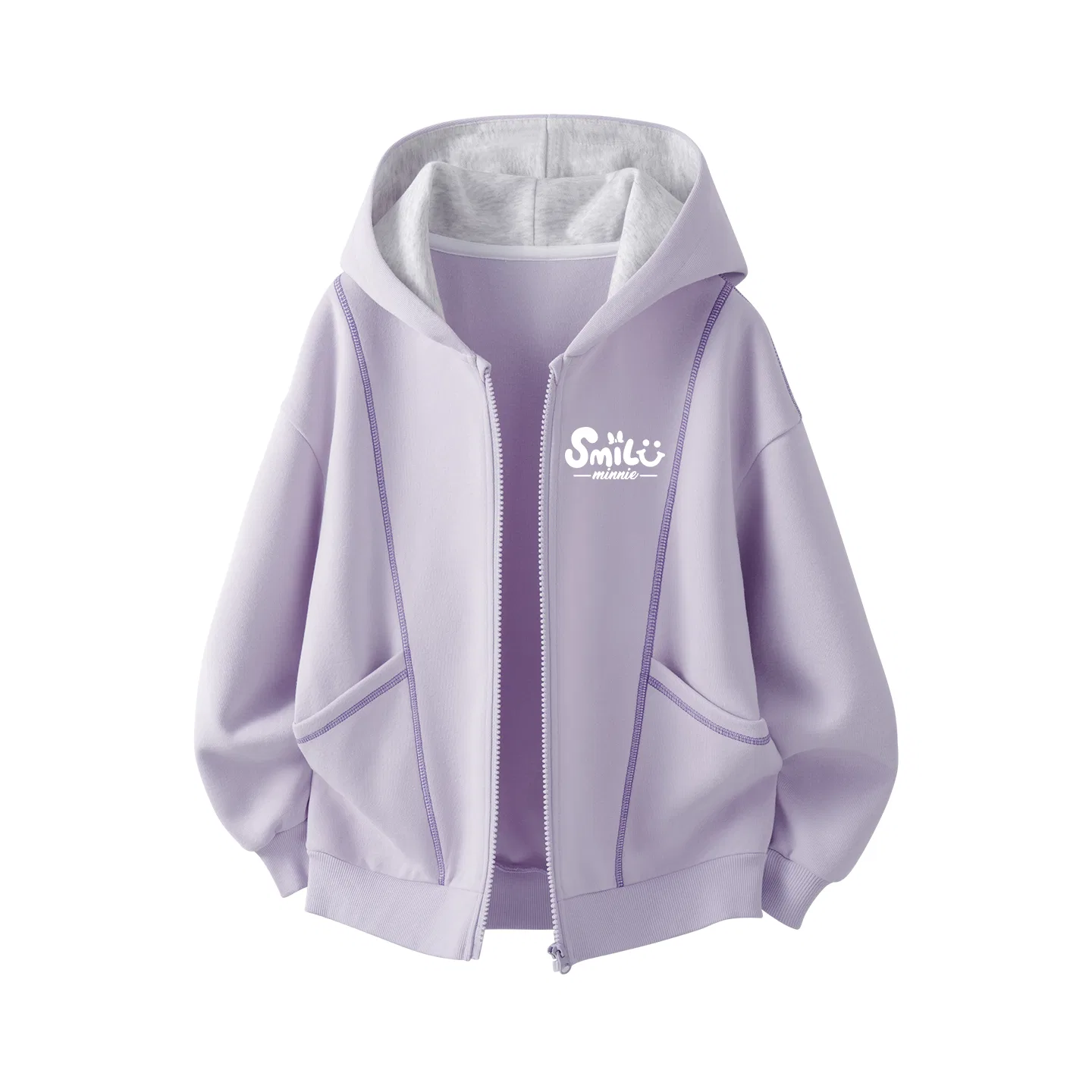 Детская куртка с капюшоном, немоделируемая, средней посадки, Thick Board Di B Smile Nini K Milk Taro Purple, Disney