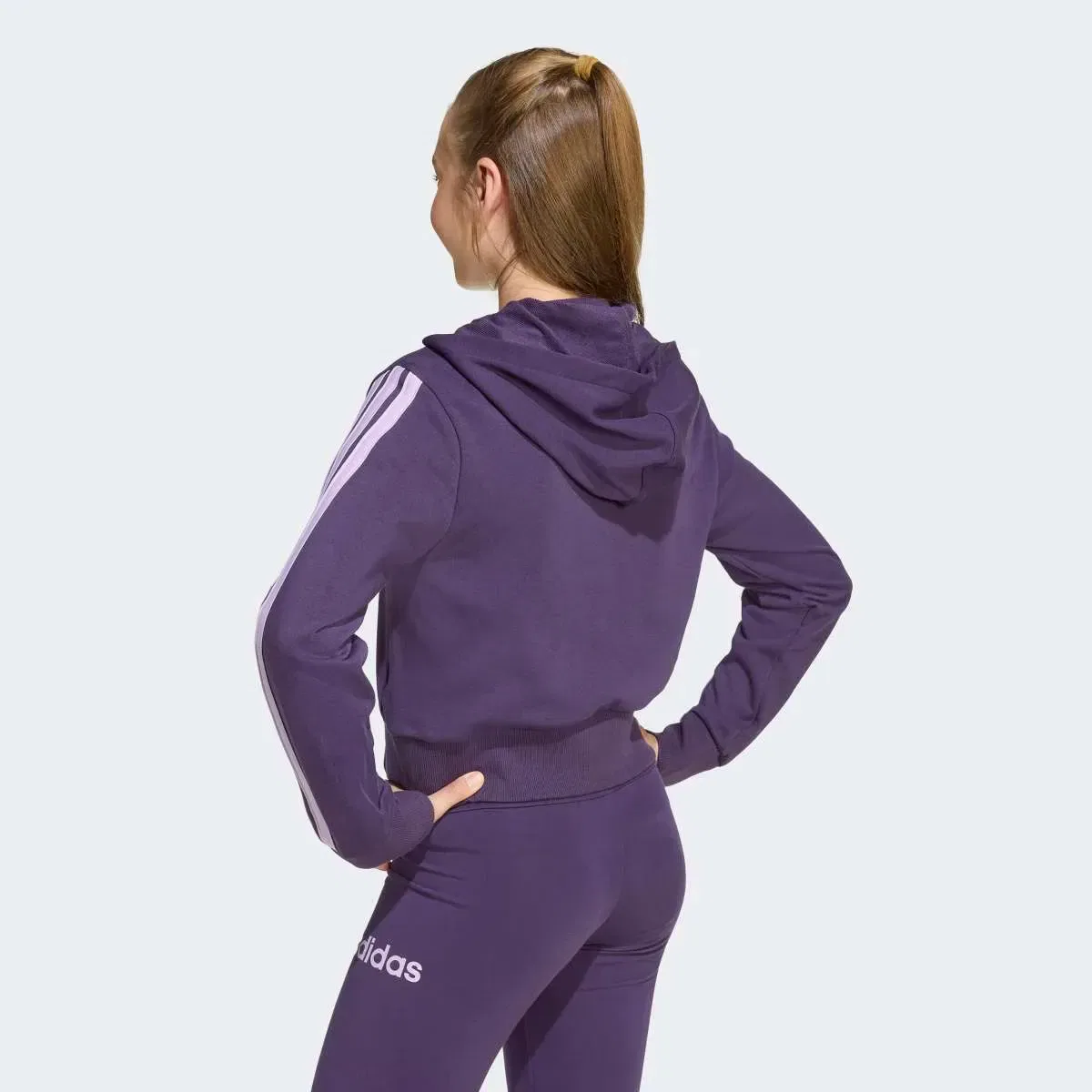 Детская толстовка с капюшоном для девочек хлопковая Essentials adidas, Morado — фото 2
