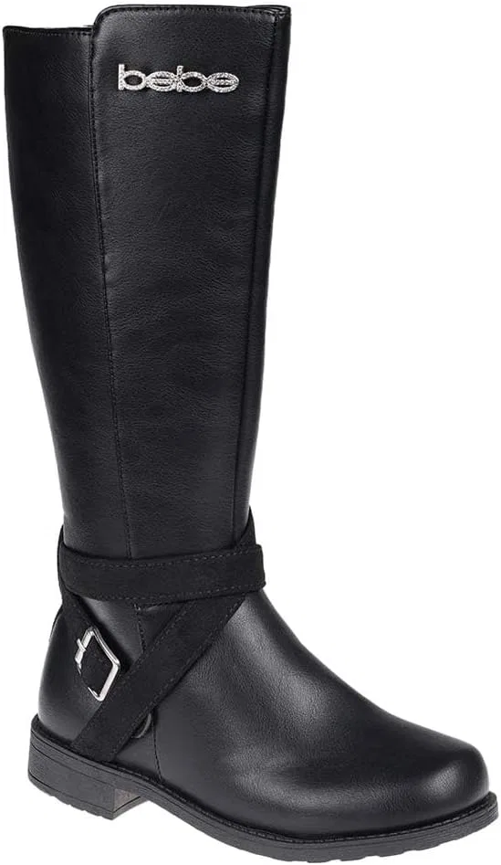 Детские сапоги для девочек с боковой молнией и шнуровкой bebe, Black