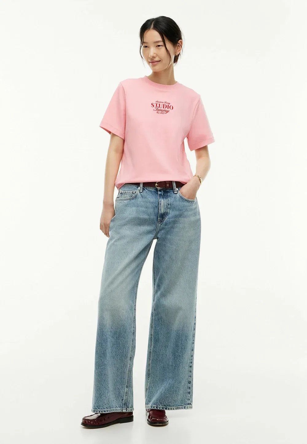 Футболка с круглым вырезом из трикотажа с логотипом - футболка с принтом Tommy Hilfiger, Carnation Pink — фото 2