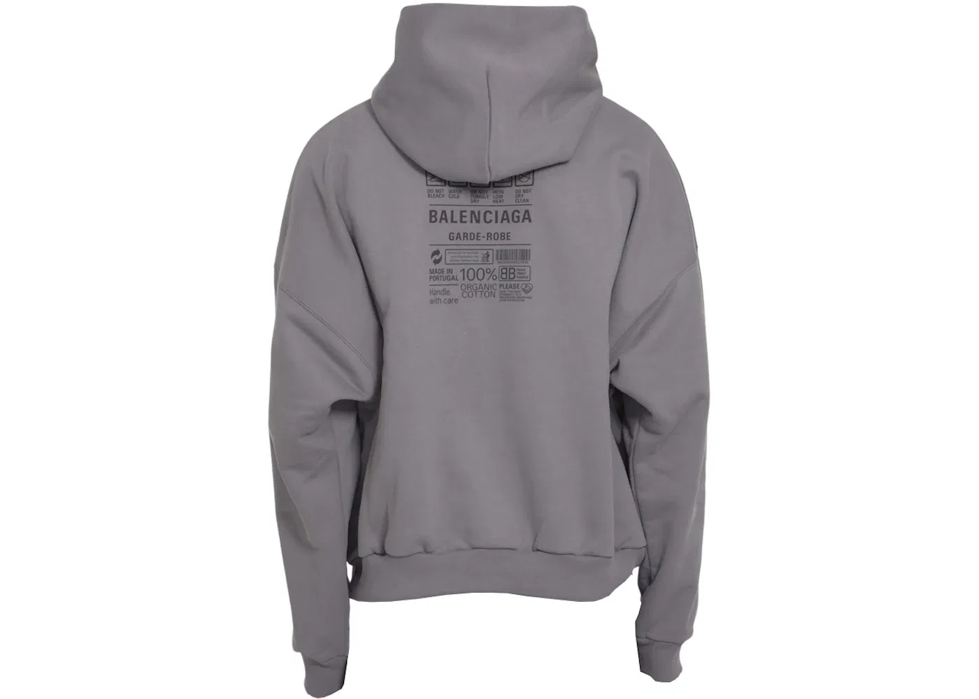 Мужской худи с длинным рукавом Balenciaga Care Label, Grey/Black — фото 2