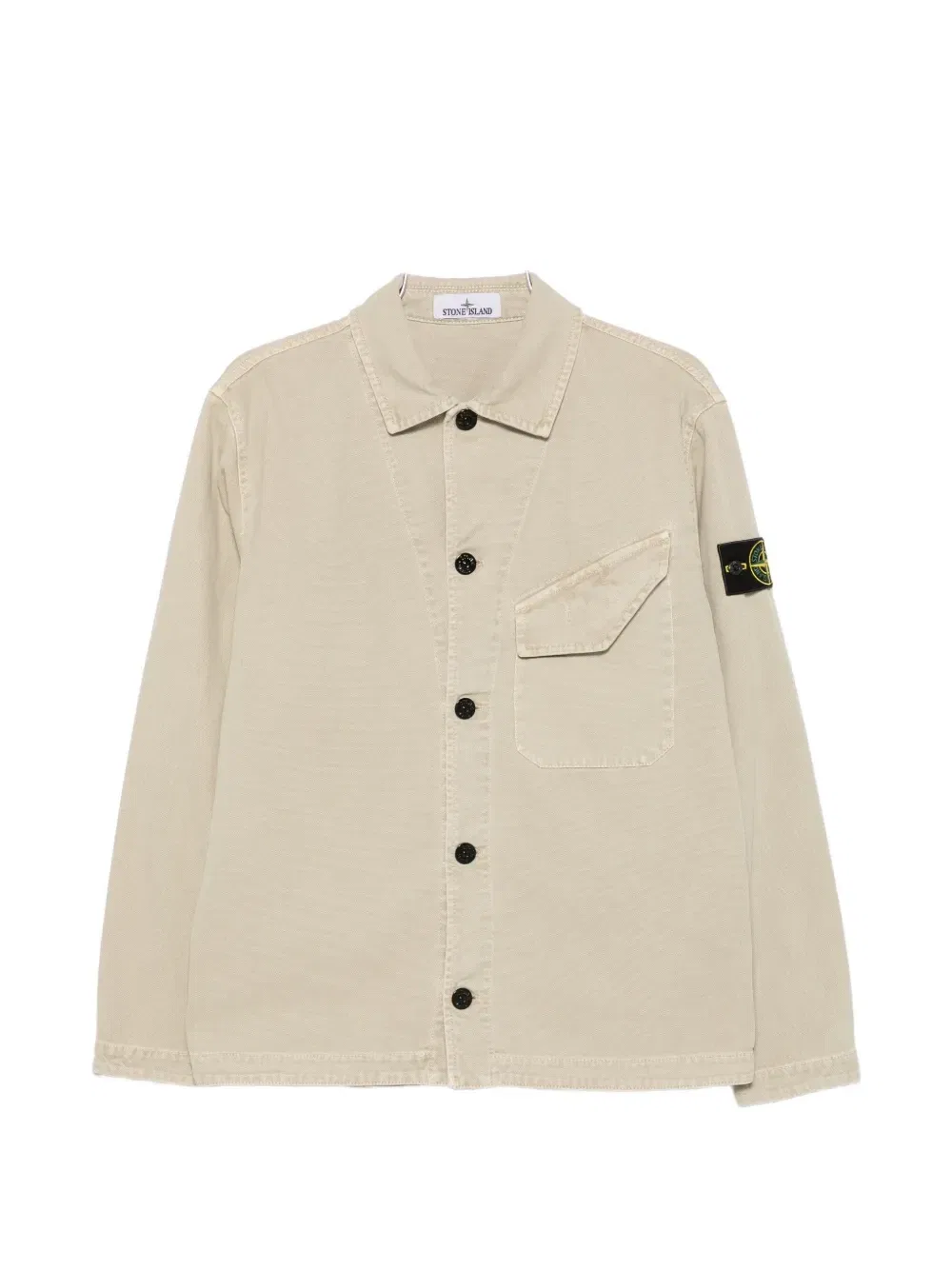Куртка-рубашка с логотипом и нагрудным карманом Stone Island, бежевый