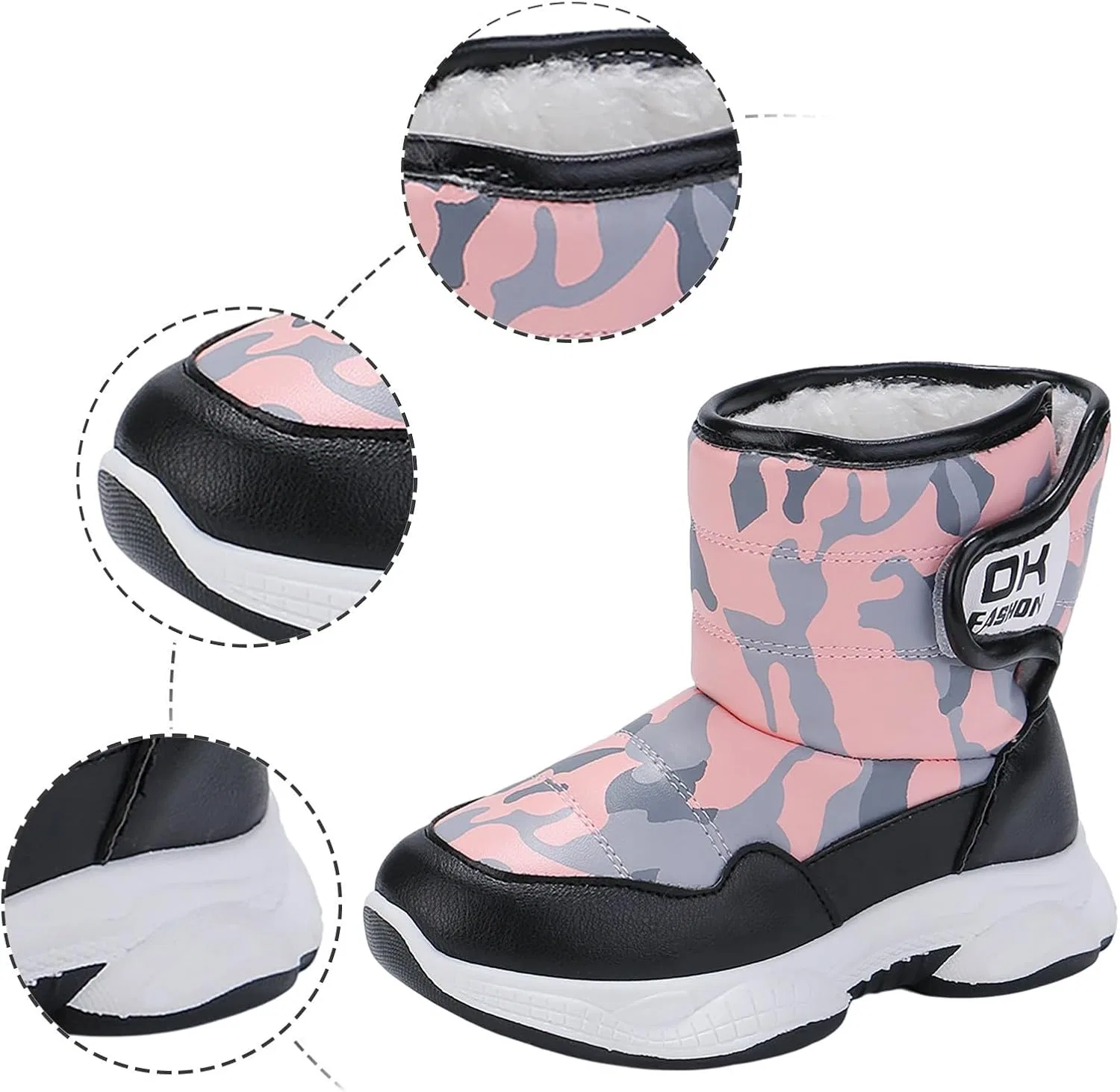 Детские зимние ботинки для девочек с флисовой подкладкой Snow Boots — фото 4