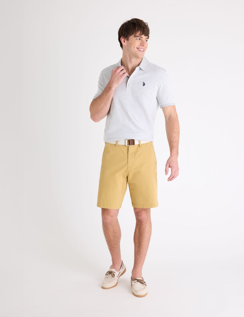 Мужская футболка-поло U.S. Polo Assn. Yarn Dye Stripe Interlock, светло-серый — фото 4