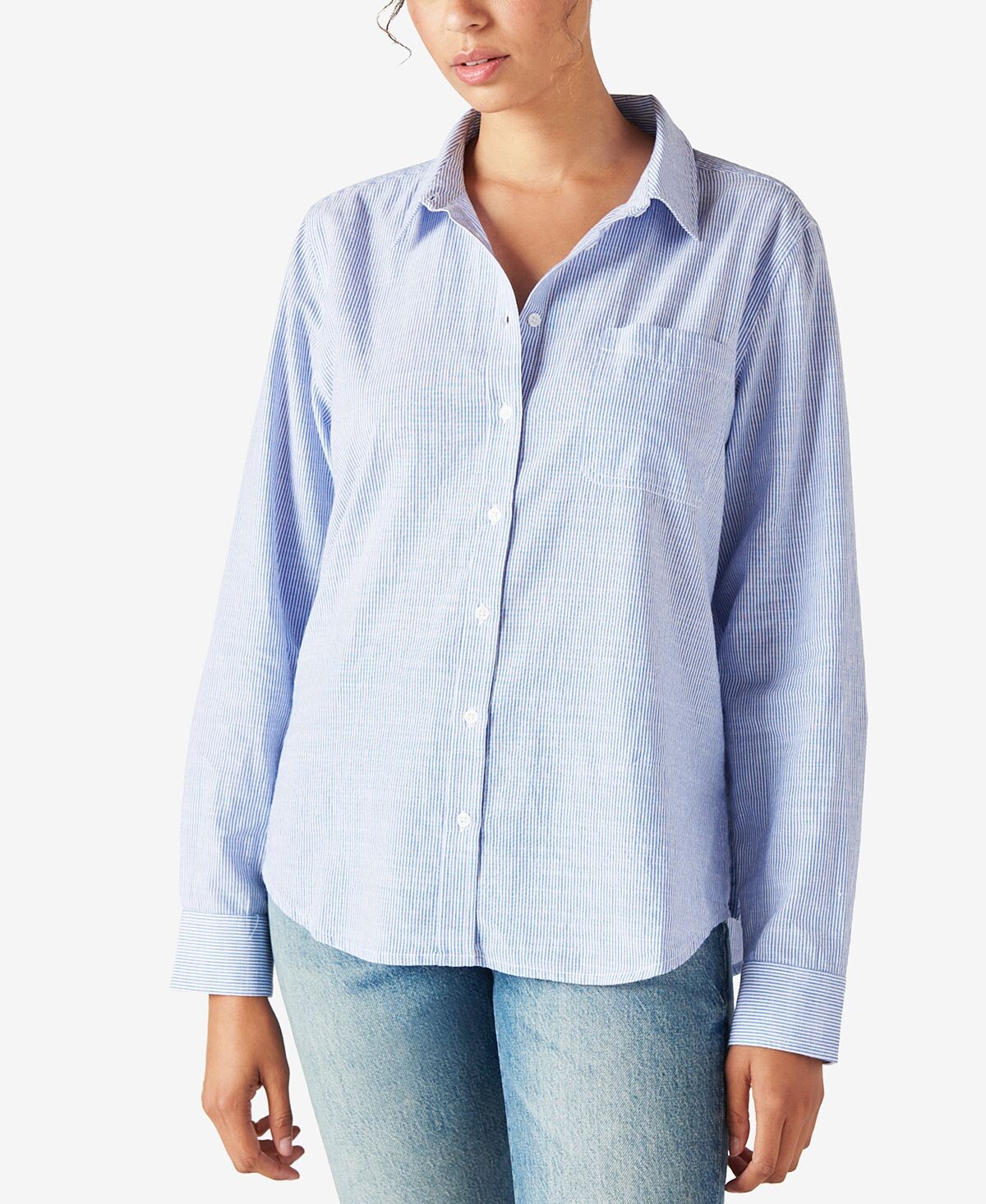 

Хлопковая рубашка бойфренда на пуговицах Lucky Brand, мульти