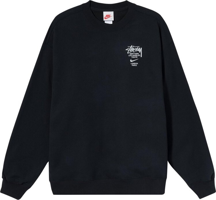 

Толстовка Nike x Stussy NRG ZR Crew Fleece 'Black', черный
