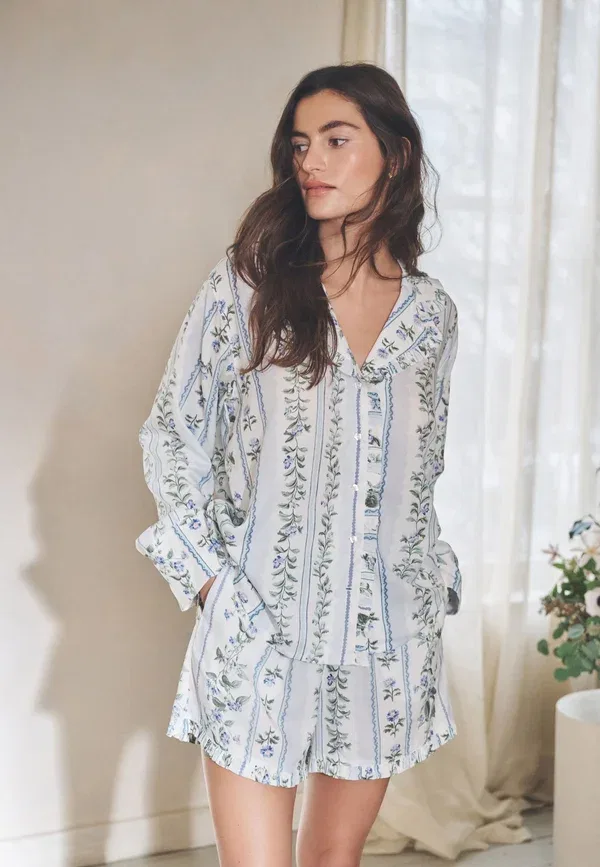 Пижамный комплект с цветочным принтом Regular fit Next cream floral, кремовый