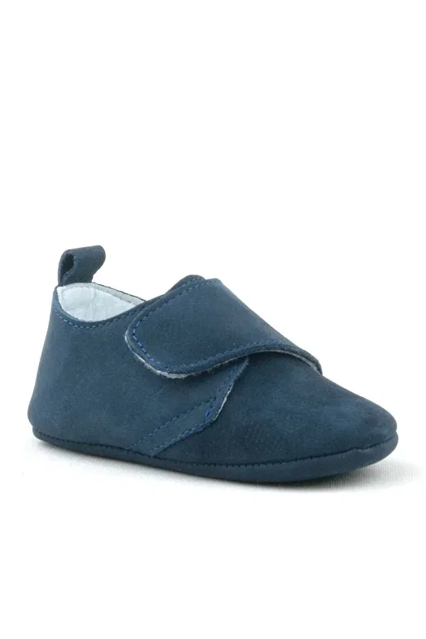 Детские пинетки из натуральной кожи с липучкой Booba Hapshoe, Navy Blue — фото 2