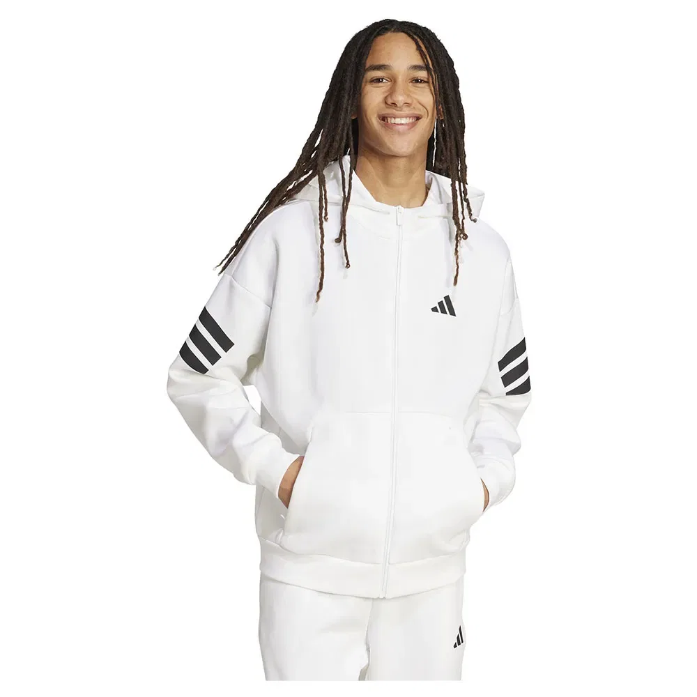 Худи на молнии с тремя полосками Future Icons Adidas, белый