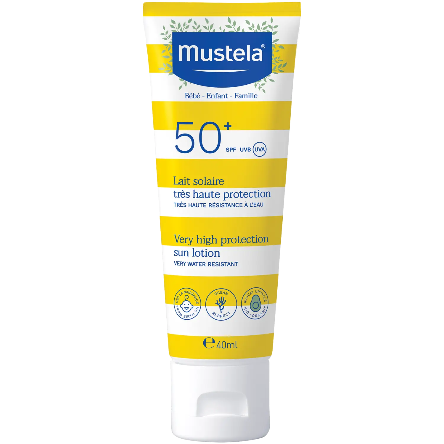 

Mustela лосьон для лица и тела с фильтром SPF50+ для детей, 40 мл