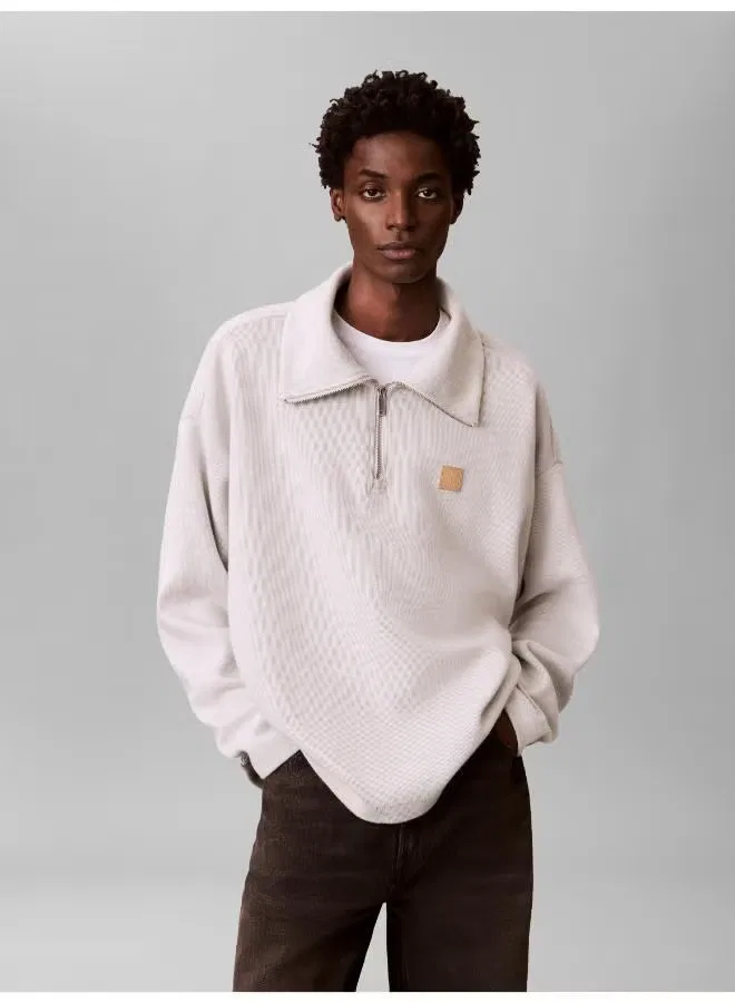 Поло с длинным рукавом на молнии Calvin Klein, белый