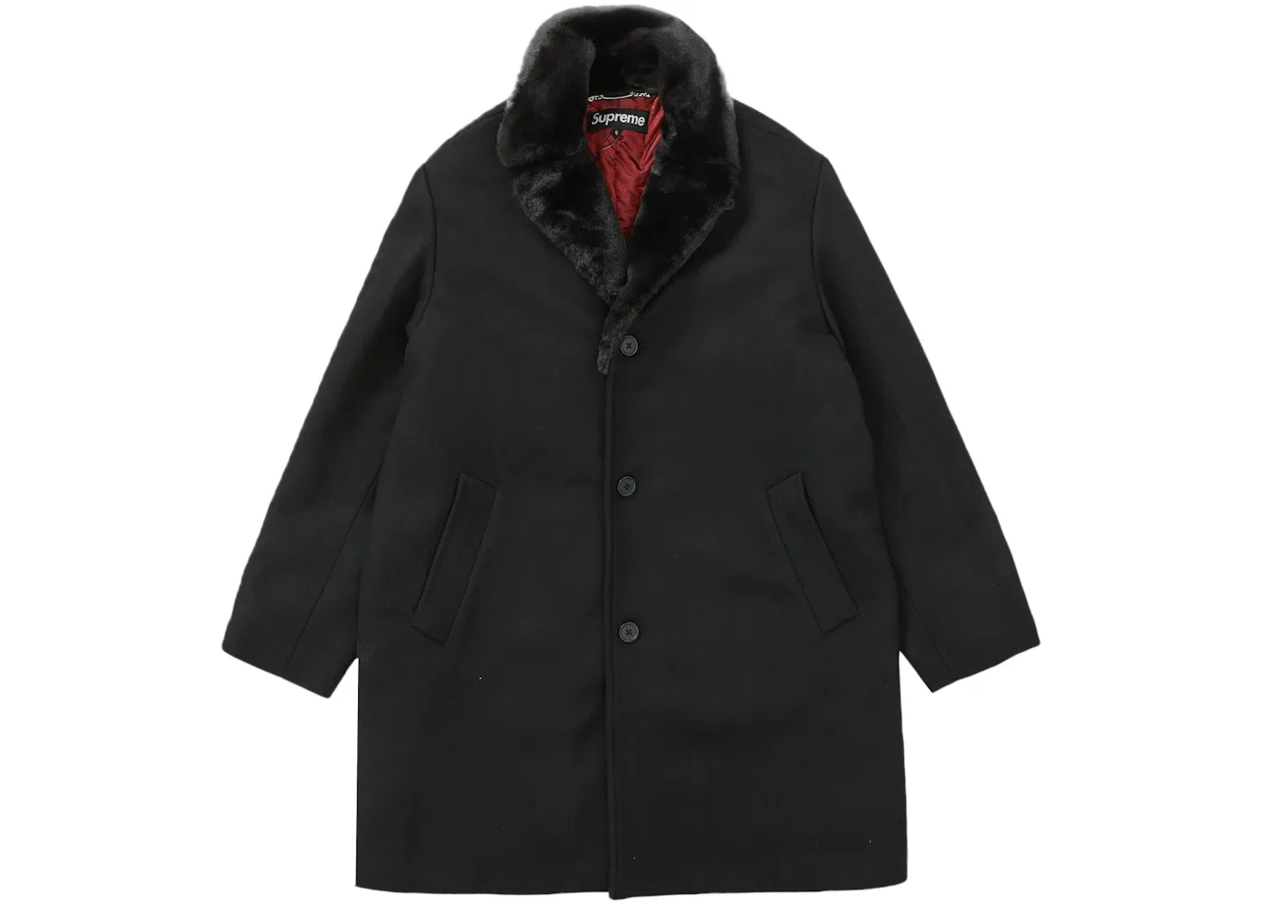 Мужское пальто с меховым воротником Supreme Coat, Black