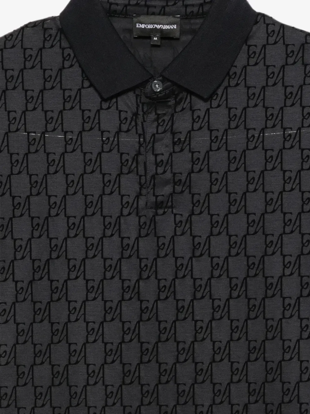 Рубашка-поло с короткими рукавами и монограммой-логотипом Emporio Armani, черный — фото 3