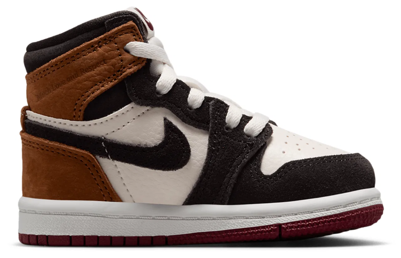 Детские кроссовки для мальчиков с высоким верхом Jordan Retro 1 High OG Jordan, Shadow Brown Soft Pearl Light British Tan