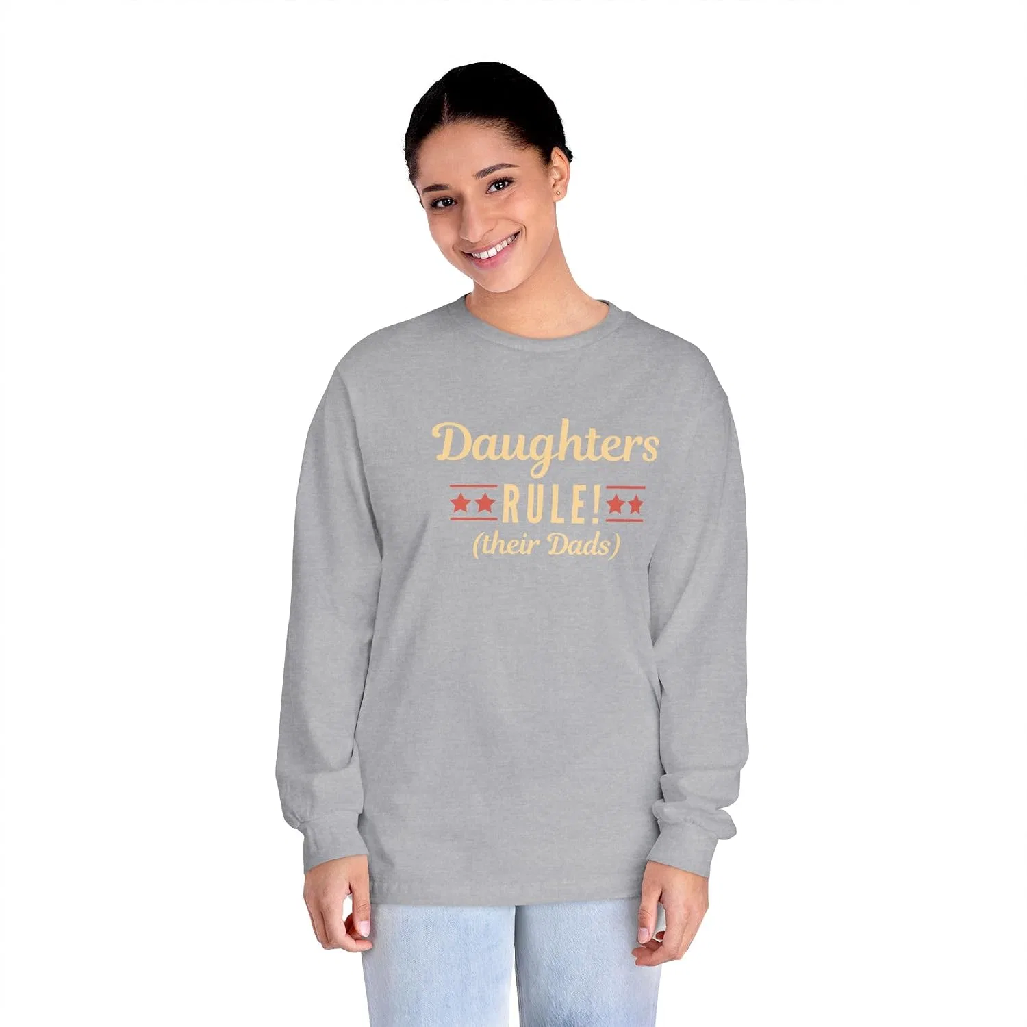 Мужская футболка с длинным рукавом с принтом Daughters Rule American Apparel 1304, Athletic Heather — фото 4