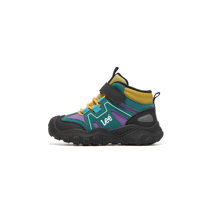 Детские ботинки из эко-кожи с мехом на липучке F Ce Lined Lining Lee, Black Green