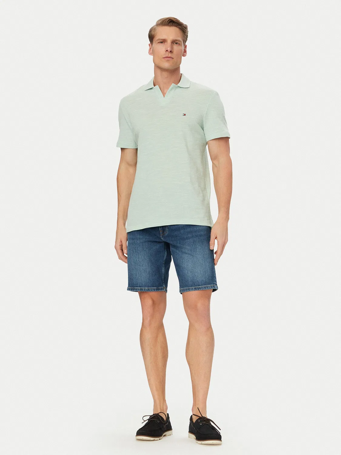 Мужское поло стандартного кроя Textured Oxford Pique Tommy Hilfiger, светло-зеленый — фото 2