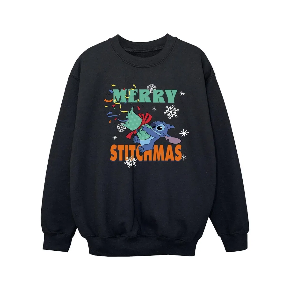 Свитшот с принтом Merry Stitchmas Lilo & Stitch, Black — фото 2