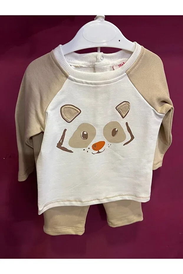 Детский комплект свитшот-брюки с вышивкой мордочки собаки Dog face embroidered tracksuit set Baby Pjs, Çok Renkli