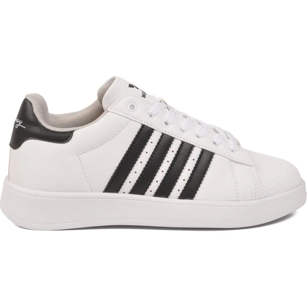 Детские спортивные кроссовки с шнуровкой White Black Walkway