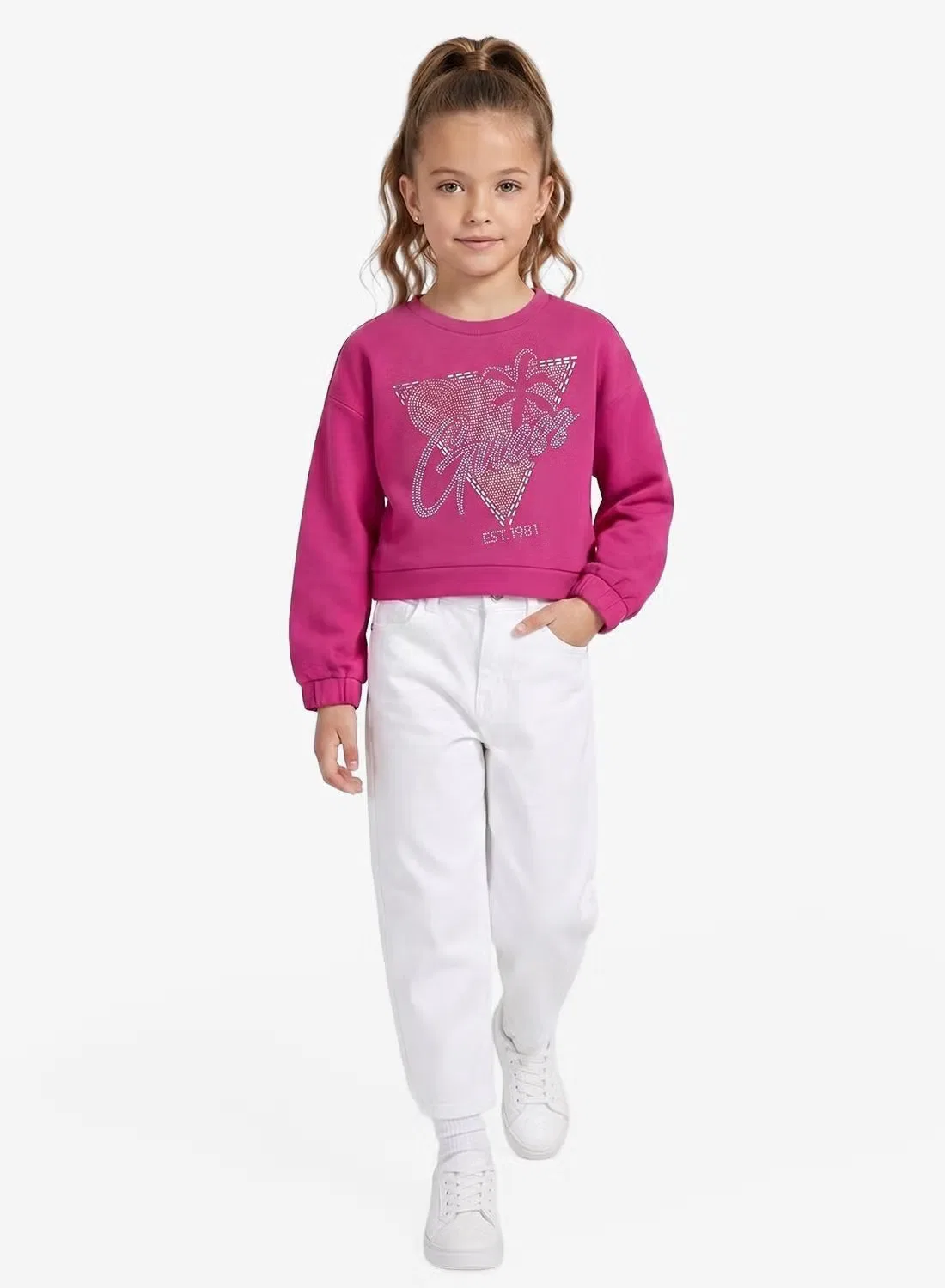 Свитшот с принтом Youth Graphic Guess, пурпурный