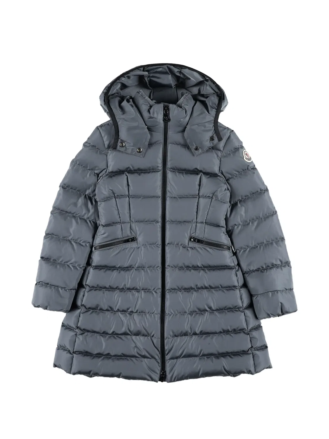 Стеганое пальто с капюшоном, серое Moncler, серый