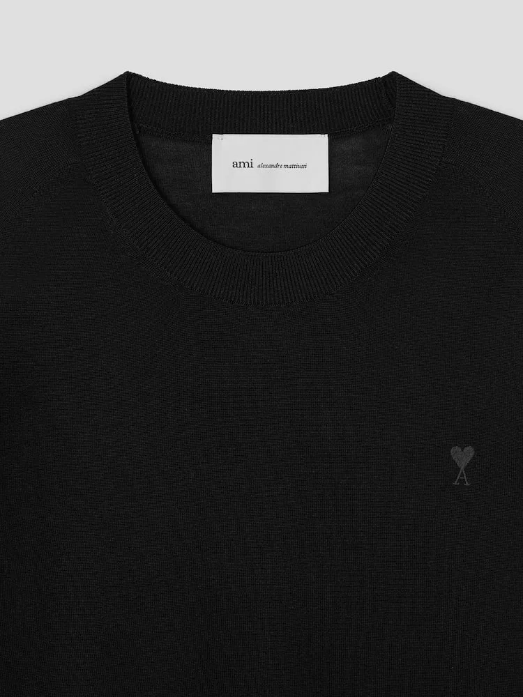 Свитер с круглым вырезом, с контрастным логотипом Ami De Coeur AMI PARIS, Black — фото 3