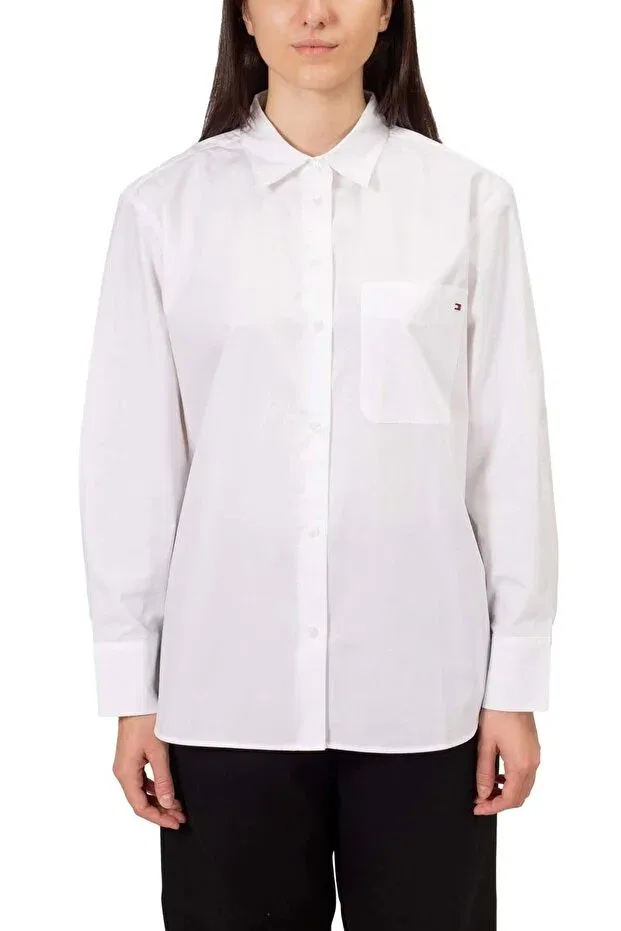 Женская рубашка из поплина с длинным рукавом Tommy Hilfiger, Th Optic White