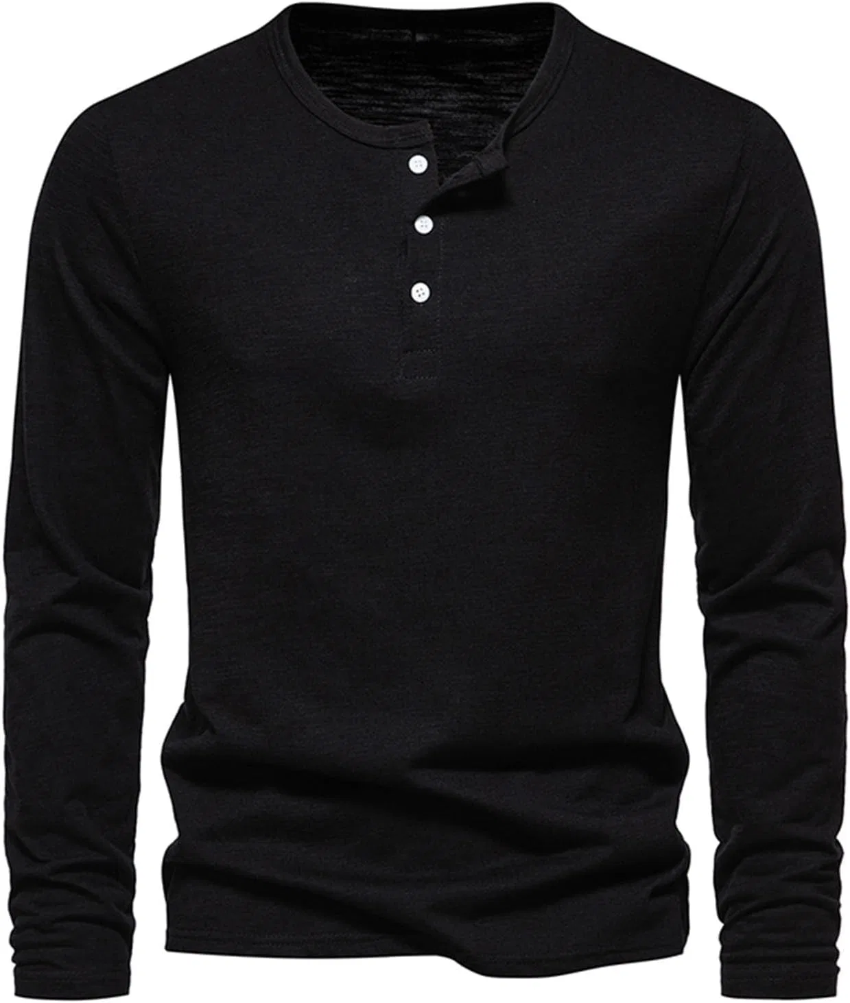 Мужская повседневная футболка-поло Henley Slim Fit, Black