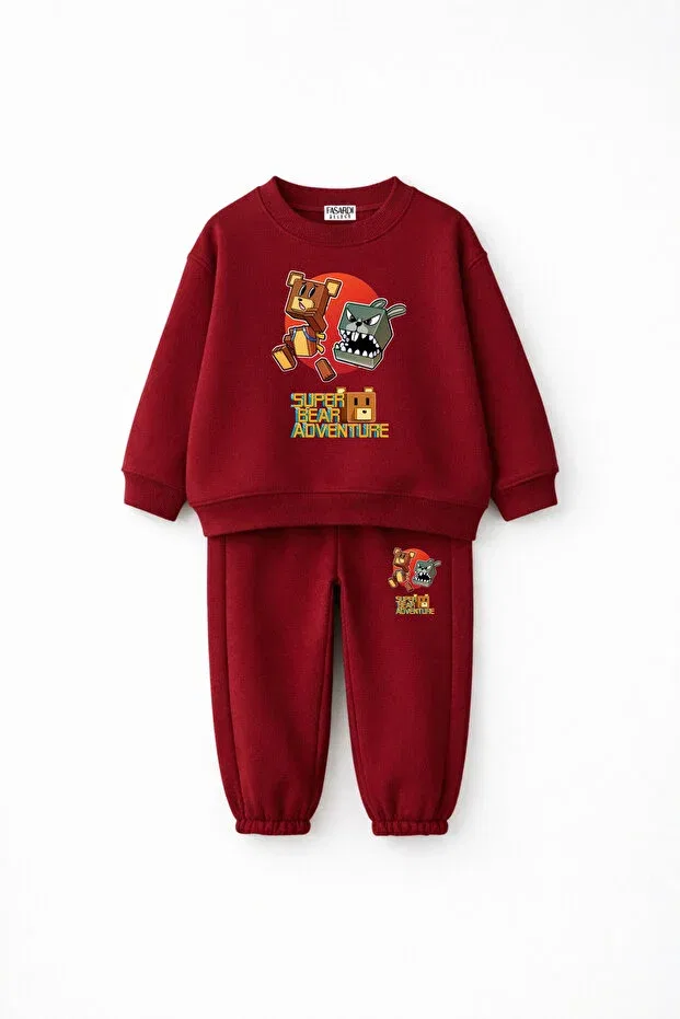 Детский спортивный костюм для девочек с принтом Super Bear Adventure Fasardi, Burgundy