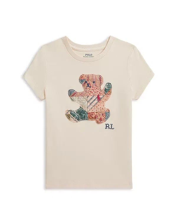 Детская футболка с принтом Polo Bear Ralph Lauren, бежевый