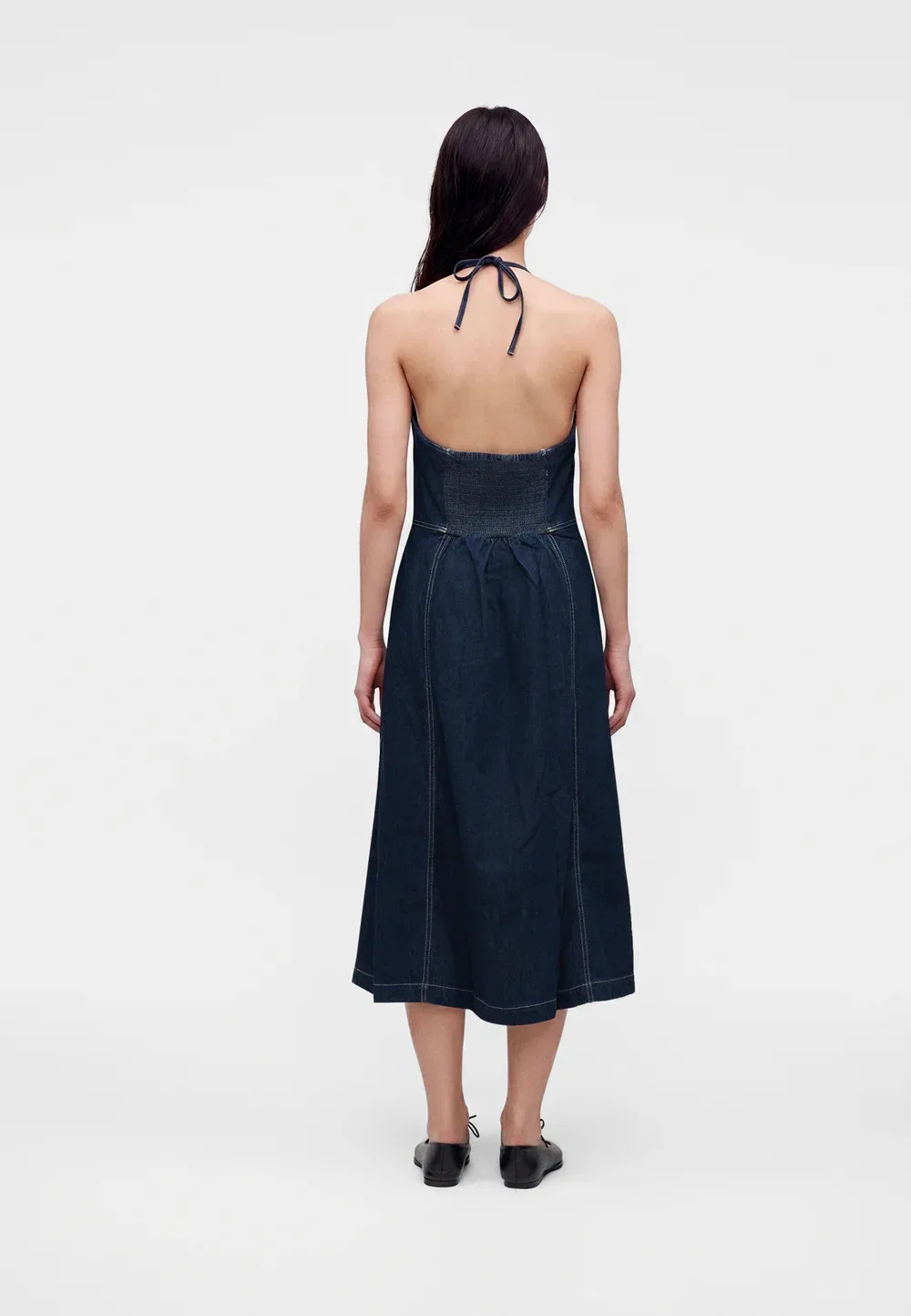 Платье-Халтер из джинсовой ткани Gap, Dark Blue Denim — фото 3