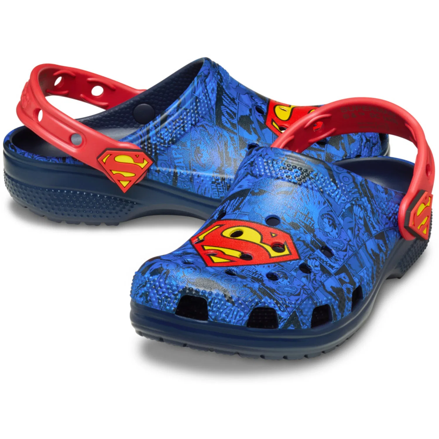 Детские сабо с принтом Superman Crocs, Blue-Red — фото 4