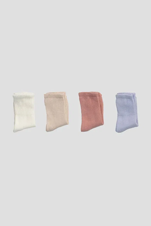 Детский набор носков для девочек хлопковый Set of 4 baby girl cotton pastel socks Defne Baby, Colored — фото 2