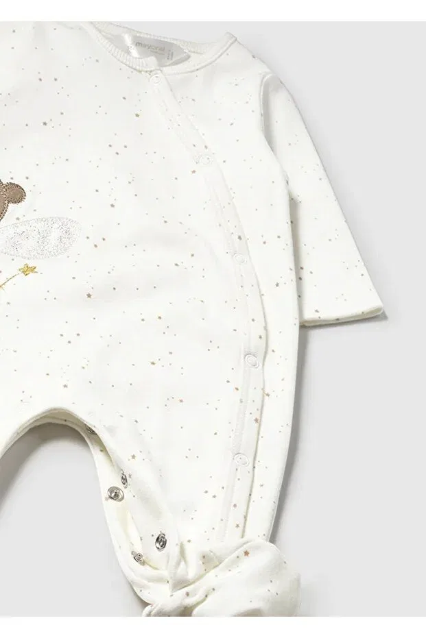 Детский комбинезон-боди с коротким рукавом Winter baby girl 2-piece romper set Mayoral, Ecru — фото 4
