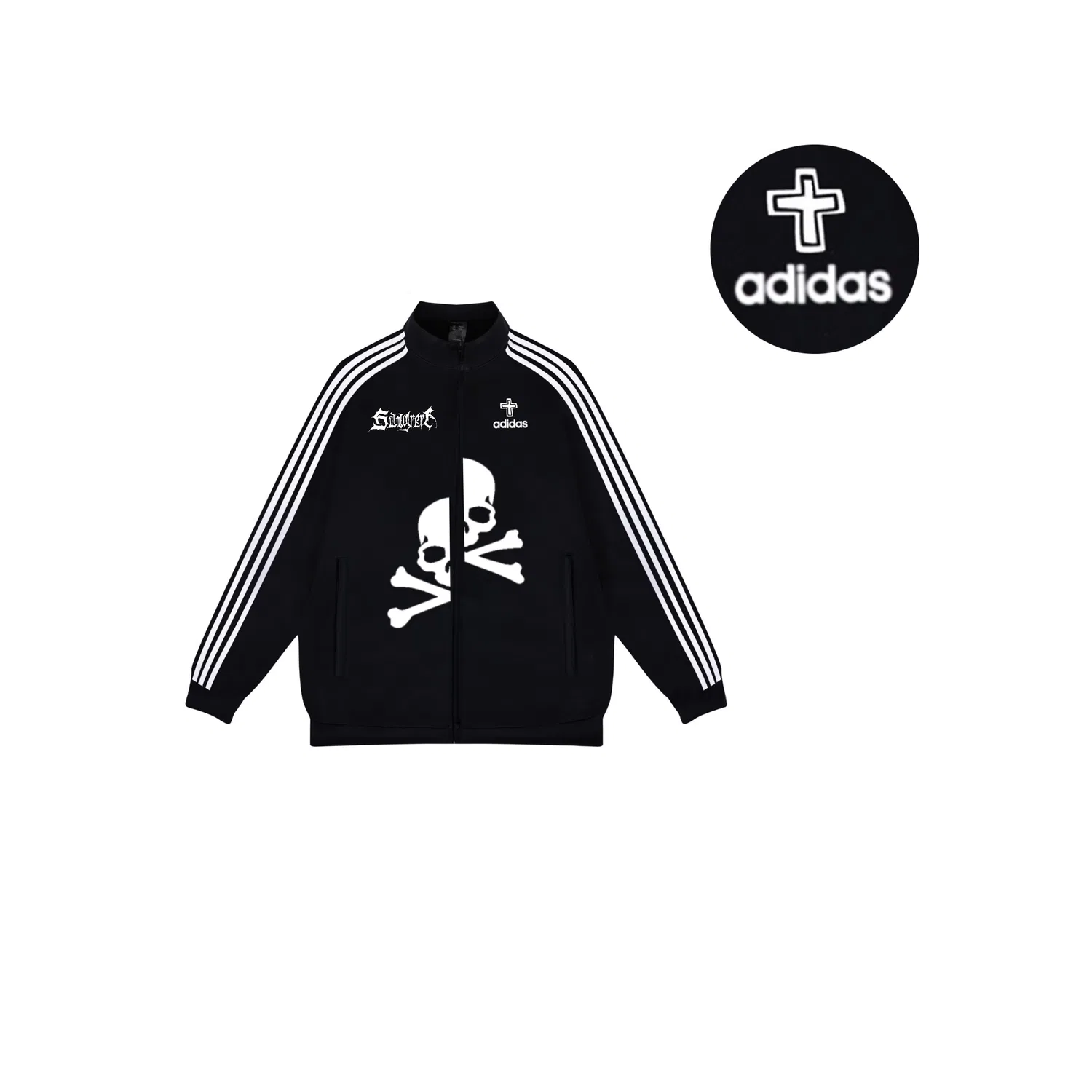 Унисекс куртка с высоким воротником, свободного кроя, ESSENTIALS, Adidas, черный Скелет — фото 3