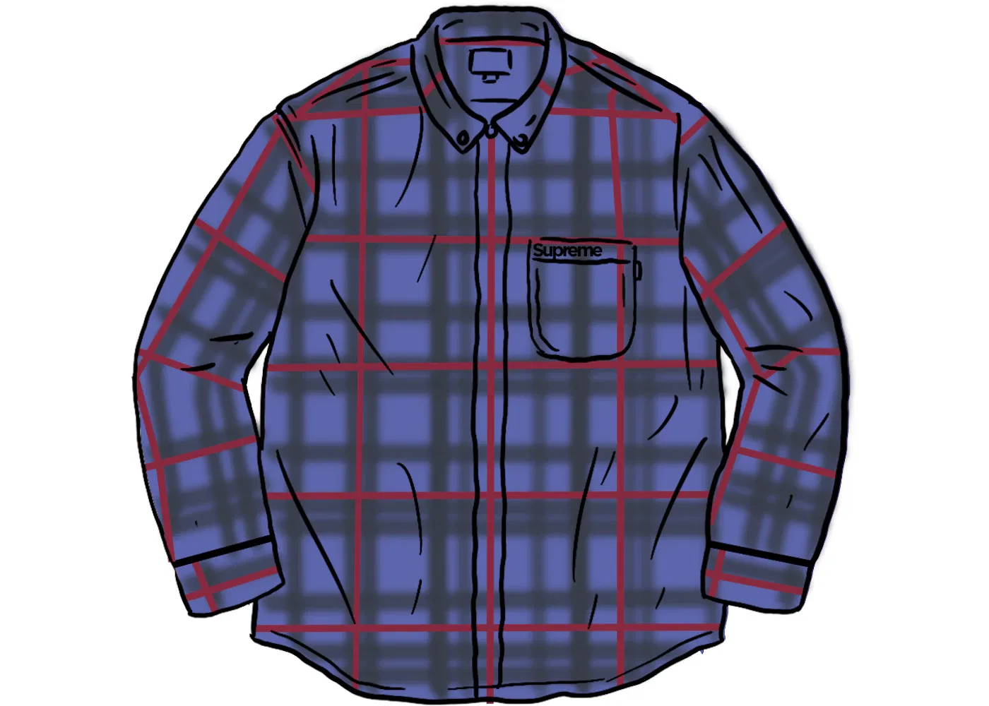 Мужская рубашка в клетку с принтом Supreme, Blue