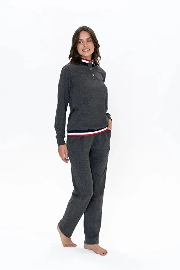 Женская пижама с длинным рукавом U.S. Polo Assn., Anthracite Melange — фото 2