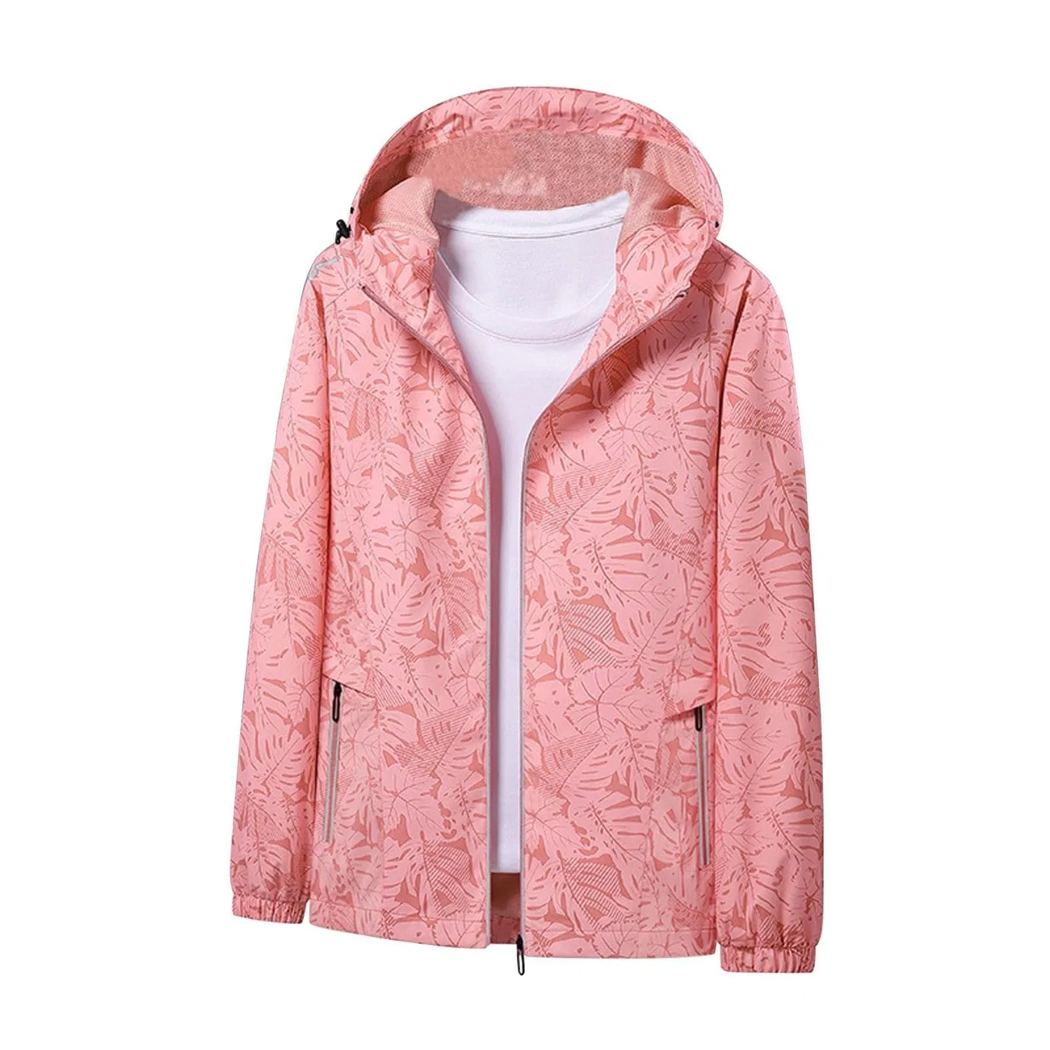 Женское легкое непромокаемое пальто с капюшоном Womens Plus Size Lightweight Waterproof Jacket, rosa