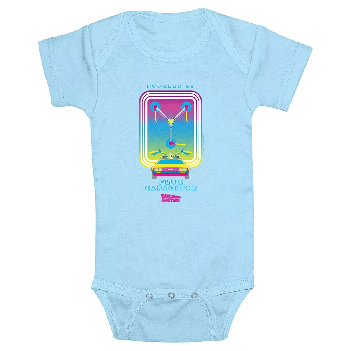 Детское боди с коротким рукавом Powered by Flux Capacitor Back to the Future, Light Blue
