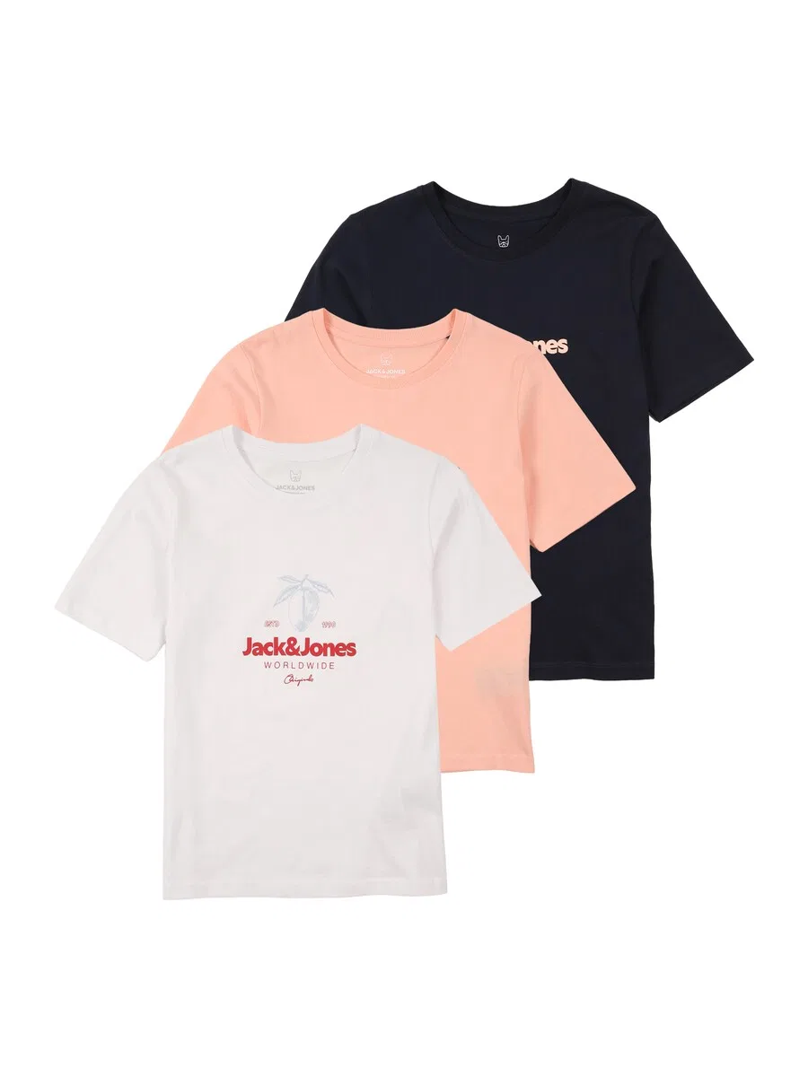 Детская рубашка в темно-синем, абрикосовом и белом цветах Jack & Jones Junior