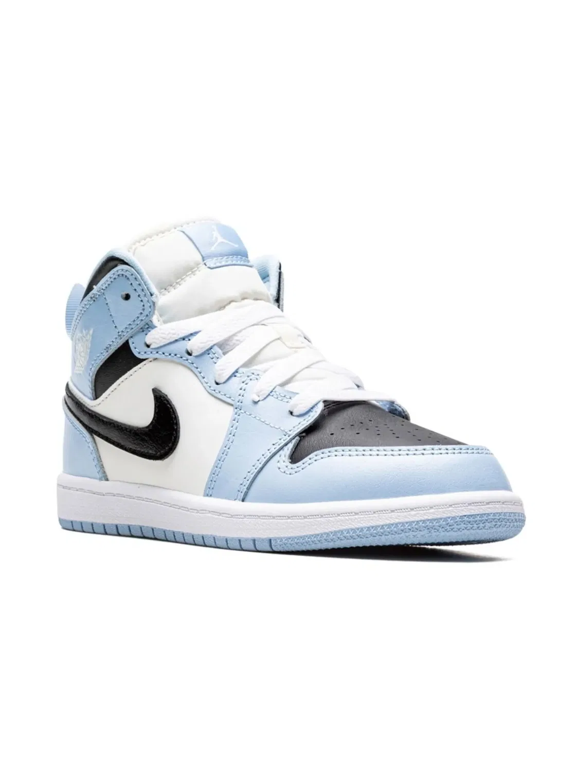 Кроссовки Jordan 1 Mid, черный/белый/светло-голубой