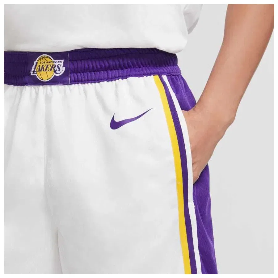 Шорты спортивные с принтом Los Angeles Lakers Dri-FIT Swingman Nike, Белый — фото 3