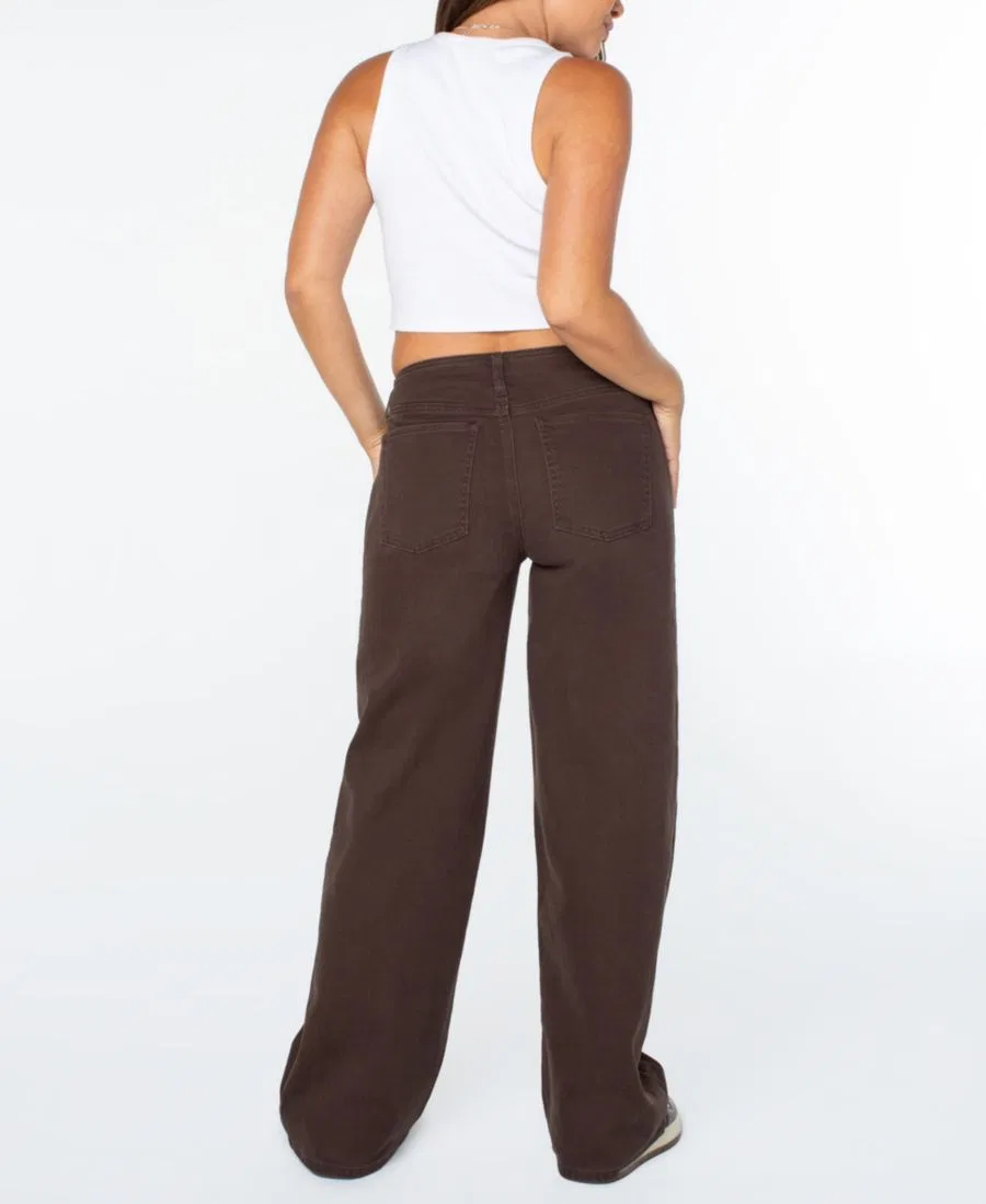 Джинсы женские свободные с завышенной талией, модель No-Waist Mid-Rise Baggy Celebrity Pink, Brown — фото 2