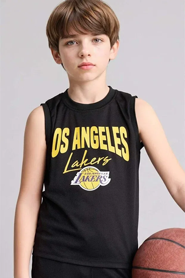 Детская майка для мальчиков с принтом NBA Los Angeles Lakers Crew Neck Undershirt Defacto, Black-Bk81 — фото 4