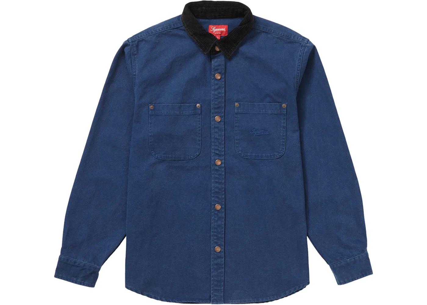 Мужская рубашка с принтом Supreme Script Canvas Snap Shirt, Blue