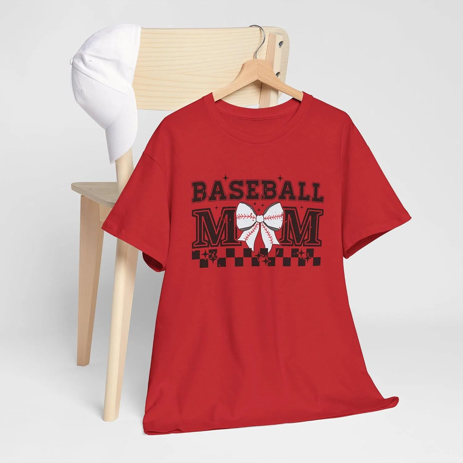 Женская футболка с принтом Baseball Mom, Red — фото 3