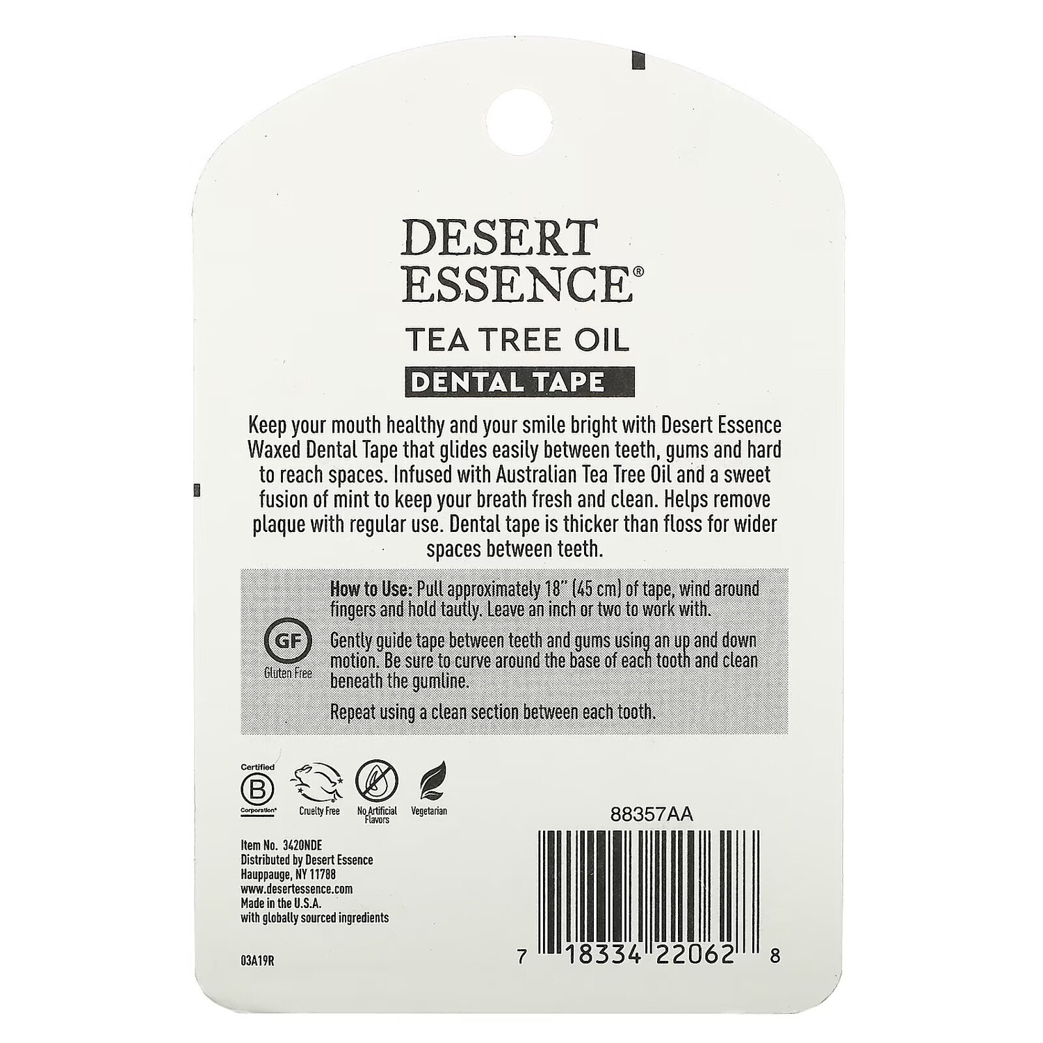 Desert Essence, Зубная лента с маслом чайного дерева, покрытая воском, 30 ярдов (27,4 м) — фото 3