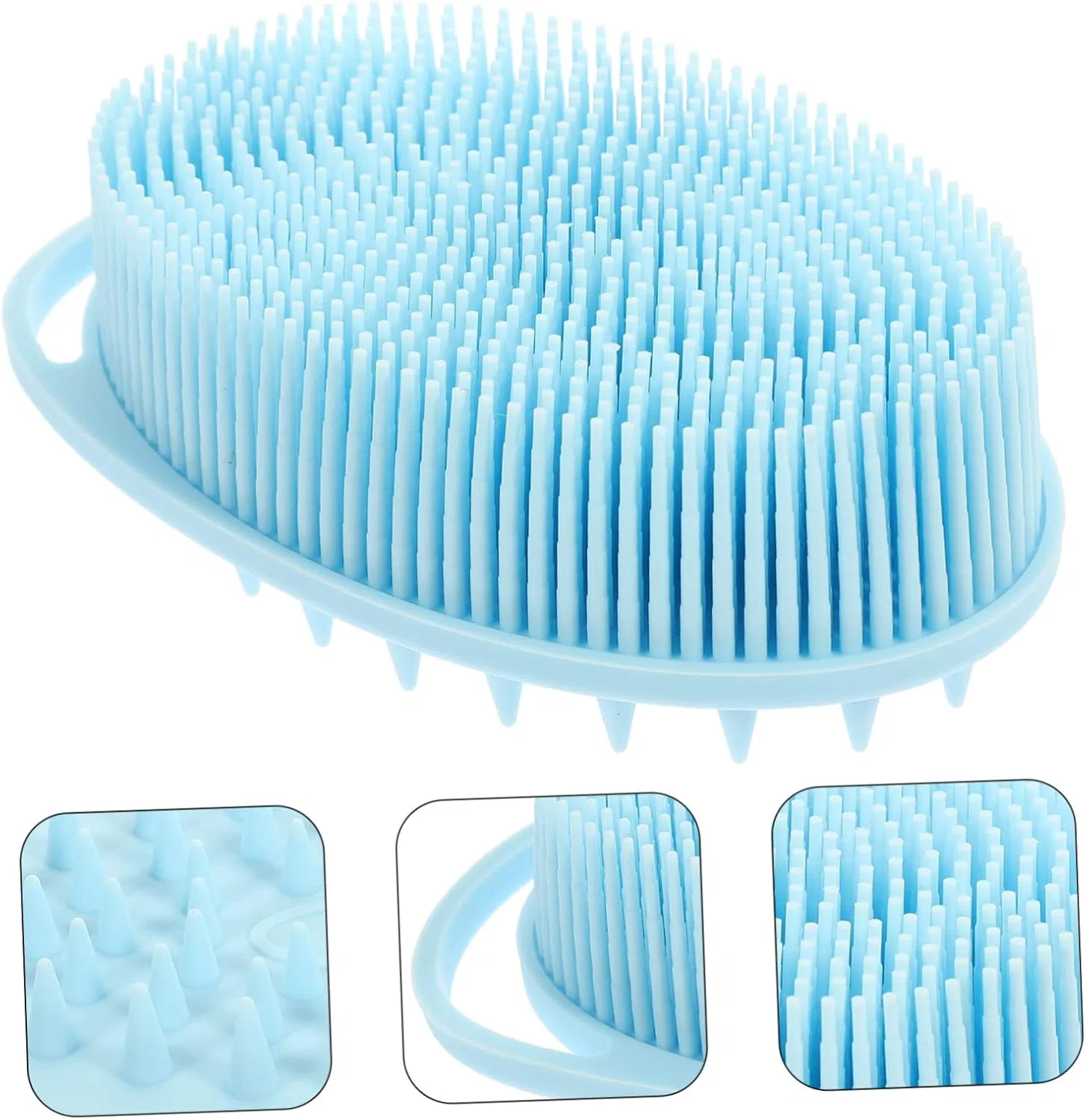 Силиконовая щетка для душа, POPETPOP, 3 шт, 13x8 см, Голубой — фото 3