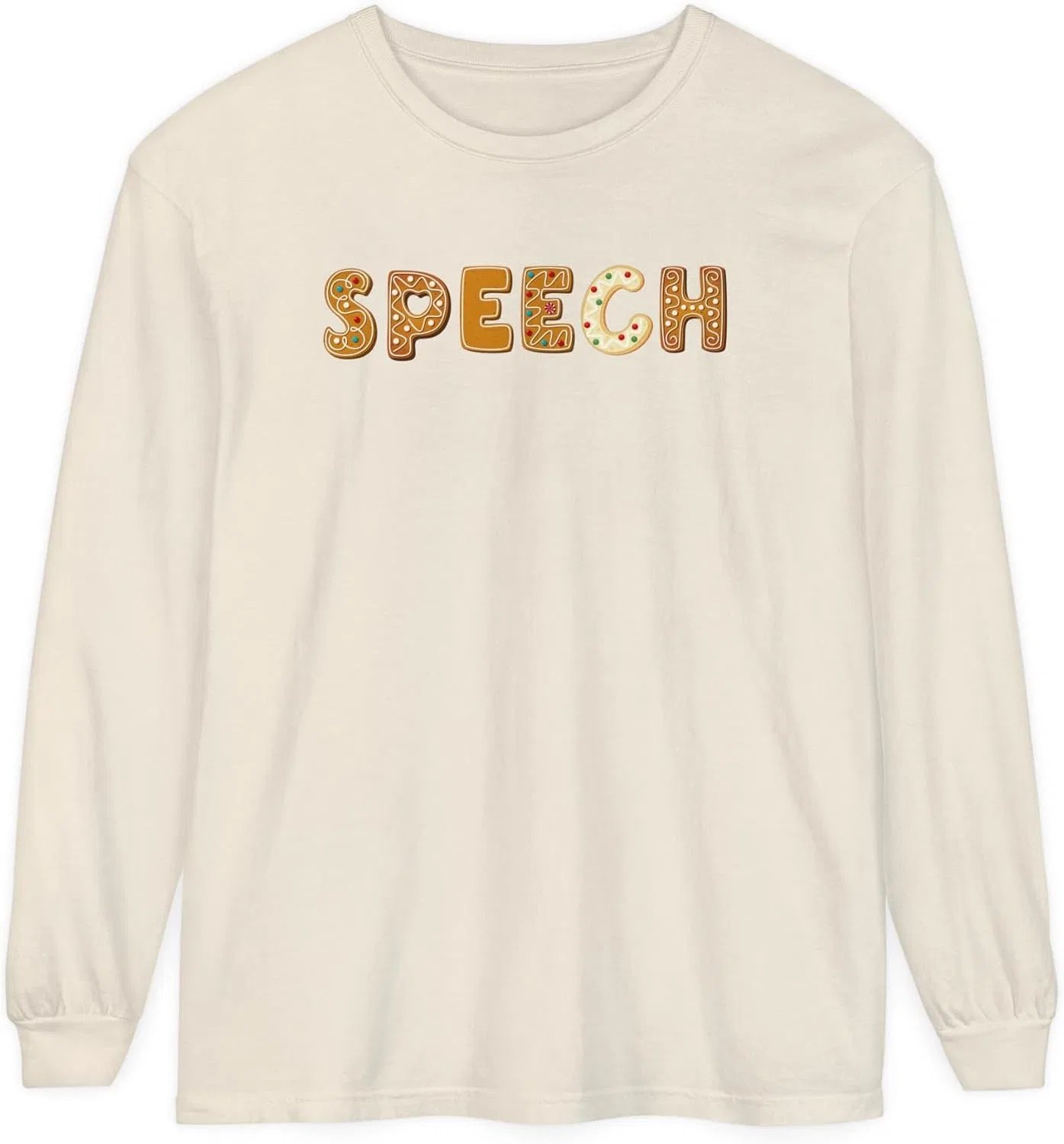 Женская футболка с длинным рукавом с рождественским печеньем Comfort Colors, Ivory